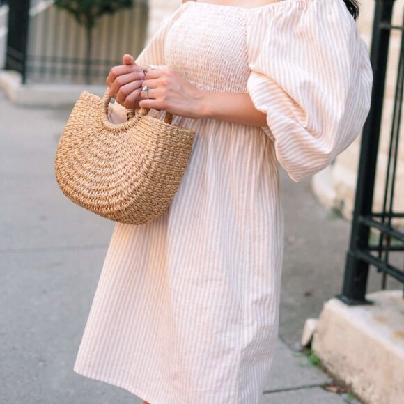 Billabong Paradise Days Mini Dress – Ivory & Peach Stripe - Picture 3 of 6